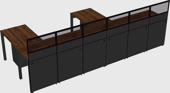 Shared l-shaped cubicle