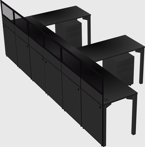 Shared l-shaped cubicle
