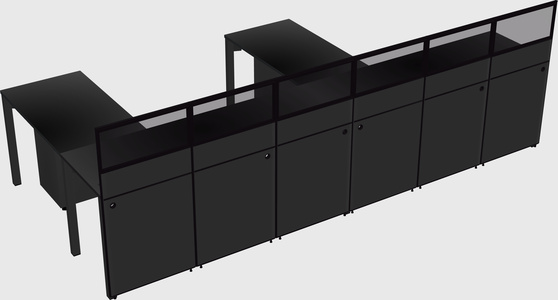 Shared l-shaped cubicle