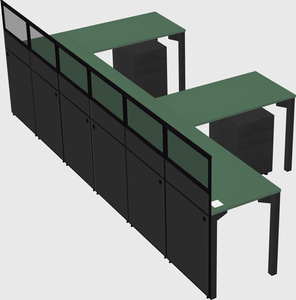 Shared l-shaped cubicle