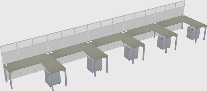 Shared l-shaped cubicle