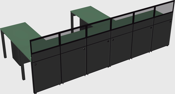 Shared l-shaped cubicle