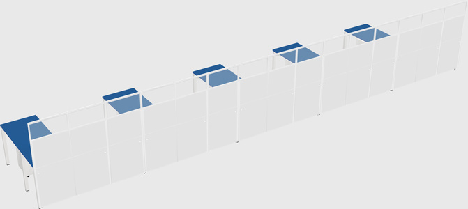 Shared l-shaped cubicle