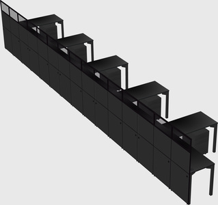 Shared l-shaped cubicle