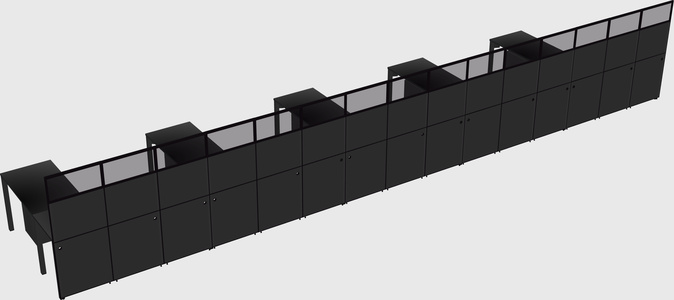 Shared l-shaped cubicle