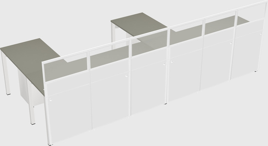 Shared l-shaped cubicle