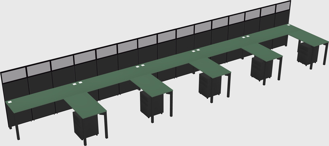Shared l-shaped cubicle