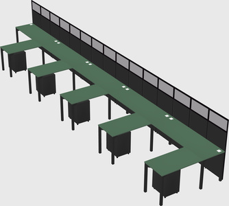 Shared l-shaped cubicle