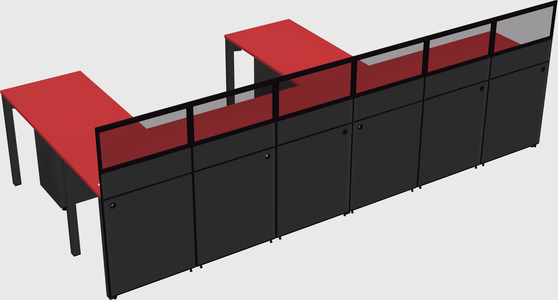 Shared l-shaped cubicle