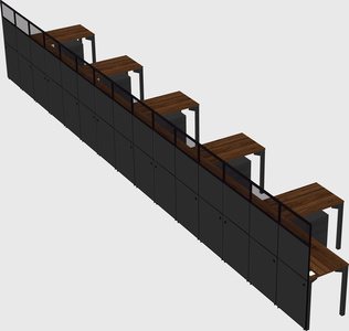 Shared l-shaped cubicle