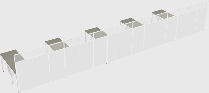 Shared l-shaped cubicle