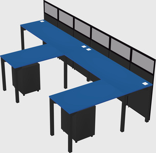 Shared l-shaped cubicle