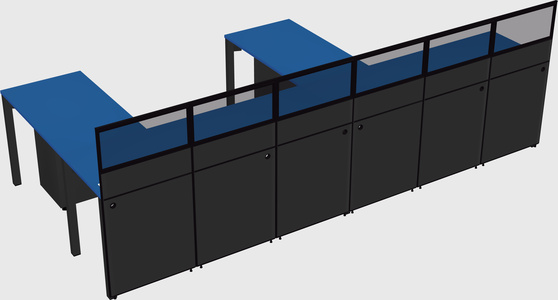 Shared l-shaped cubicle