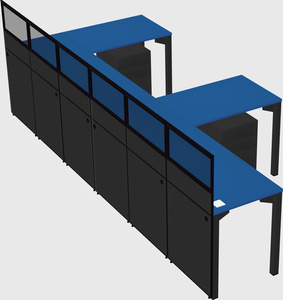 Shared l-shaped cubicle