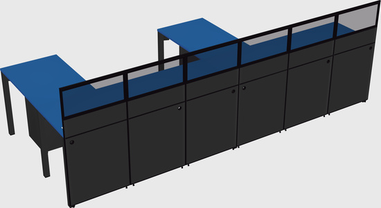 Shared l-shaped cubicle