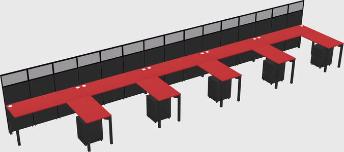 Shared l-shaped cubicle