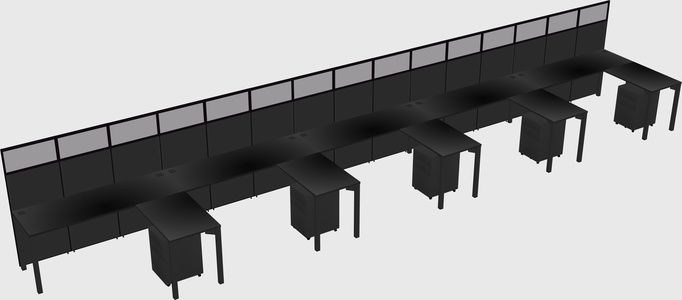Shared l-shaped cubicle