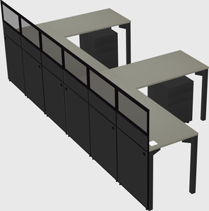 Shared l-shaped cubicle