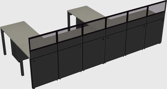 Shared l-shaped cubicle