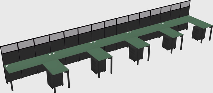 Shared l-shaped cubicle