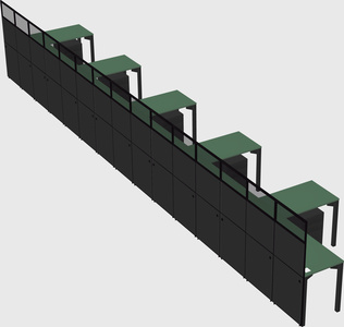 Shared l-shaped cubicle