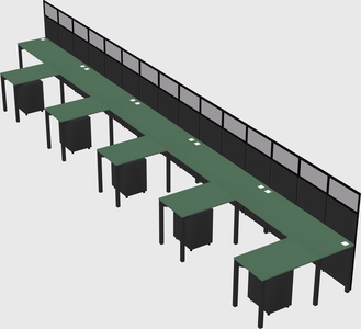 Shared l-shaped cubicle