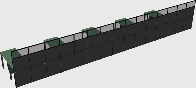 Shared l-shaped cubicle