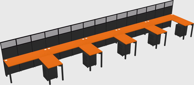 Shared l-shaped cubicle
