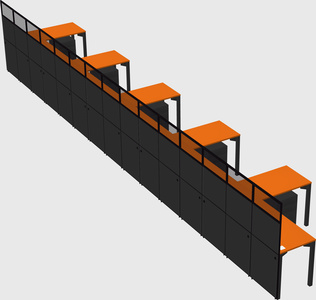 Shared l-shaped cubicle