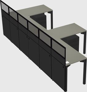 Shared l-shaped cubicle