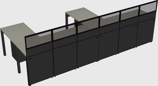 Shared l-shaped cubicle