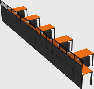 Shared l-shaped cubicle