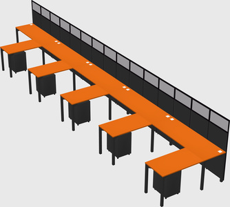 Shared l-shaped cubicle