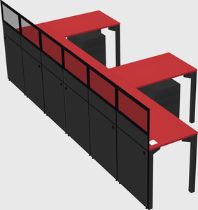Shared l-shaped cubicle