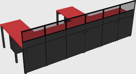 Shared l-shaped cubicle