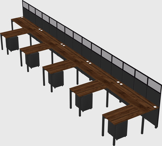 Shared l-shaped cubicle