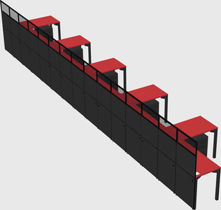 Shared l-shaped cubicle