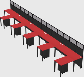 Shared l-shaped cubicle
