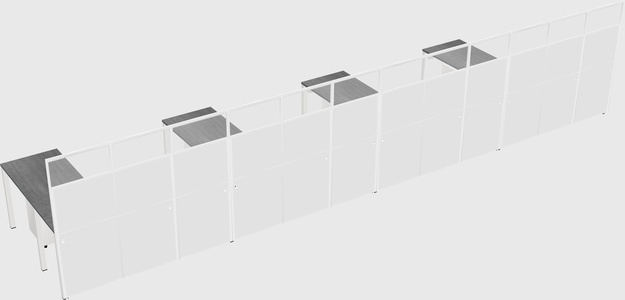 Shared l-shaped cubicle