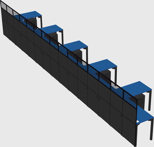 Shared l-shaped cubicle