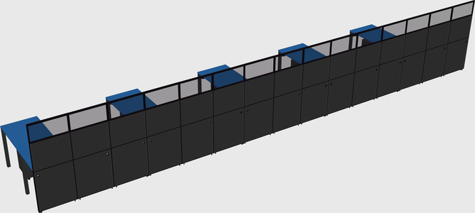 Shared l-shaped cubicle