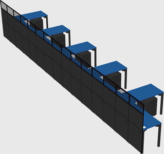 Shared l-shaped cubicle
