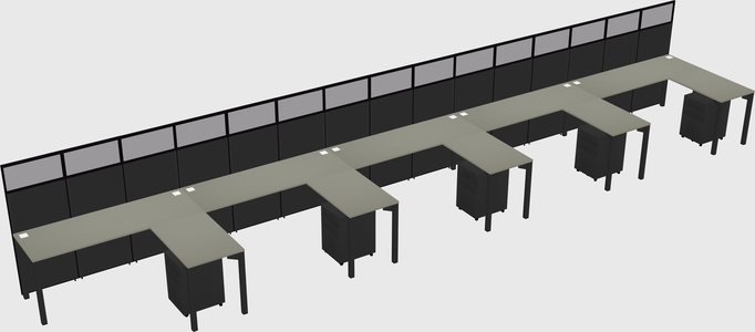 Shared l-shaped cubicle