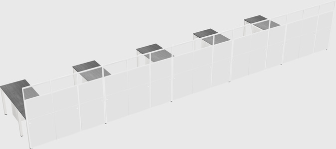 Shared l-shaped cubicle
