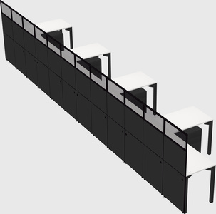 Shared l-shaped cubicle