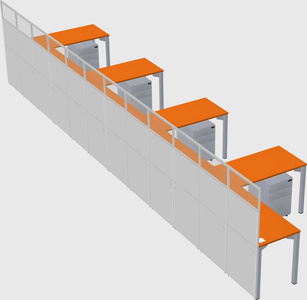 Shared l-shaped cubicle