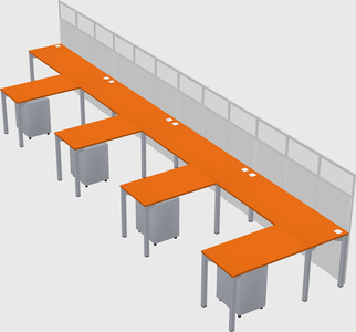 Shared l-shaped cubicle