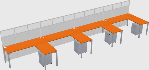 Shared l-shaped cubicle