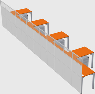 Shared l-shaped cubicle