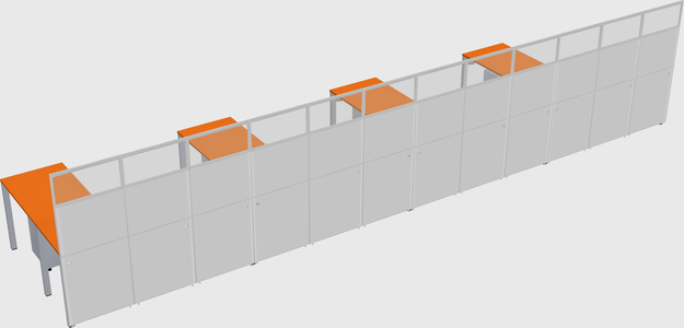 Shared l-shaped cubicle
